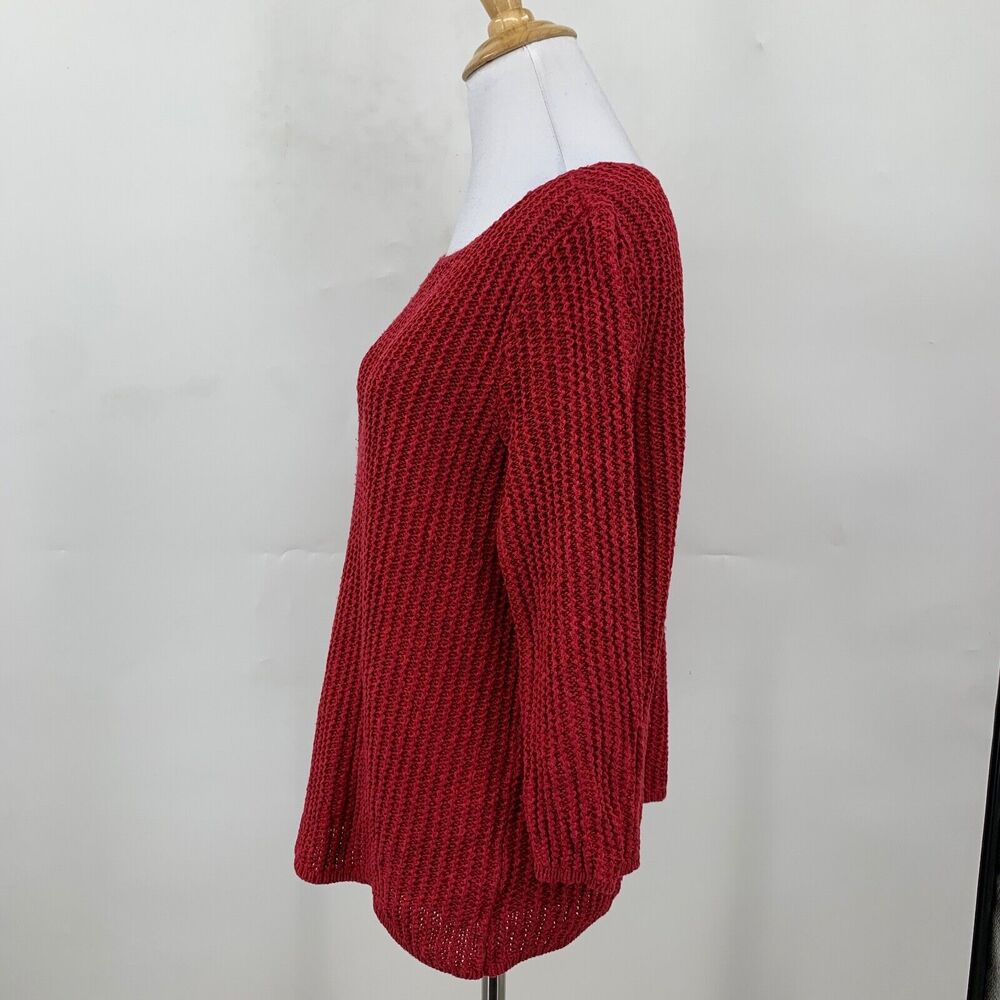 Lauren Ralph Lauren Sweater Womens S Small Red Linen Blend Boat Neck 3/4 Sleeves - Picture 4 of 10